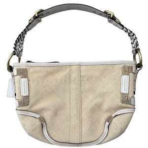 COACH Vintage L053-4710 Canvas & Leather Shoulder Bag‎ Beige Braided Strap Hobo